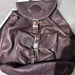 🪅 Vintage Roots 1980’s Genuine Leather Knapsack Backpack – Made in Canada🪅